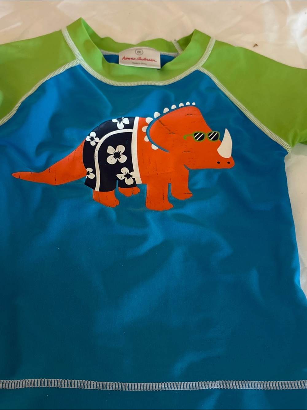Hanna Anderssen Boy’s Blue & Green Triceratops Rash Guard